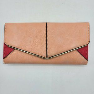 ASOS Travel Wallet Pink Leather Tabbed Organizer Clutch  Divided